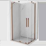 Mexen Velar Дуо плъзгаща се душ кабина 90 x 80 см, прозрачна, розово злато (871-090-080-02-60)