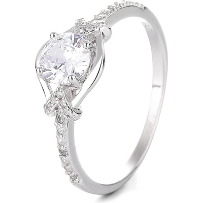 DELIS Пръстен от сребро 925, jw1331, елегантен дизайн с бял камък, с родиево покритие (jw1331)