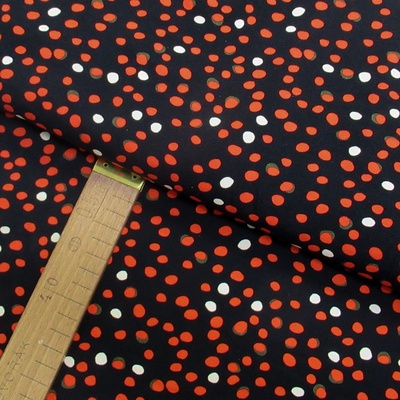 Úplet - Puntíky červené, bílé na černé - šíře 150cm