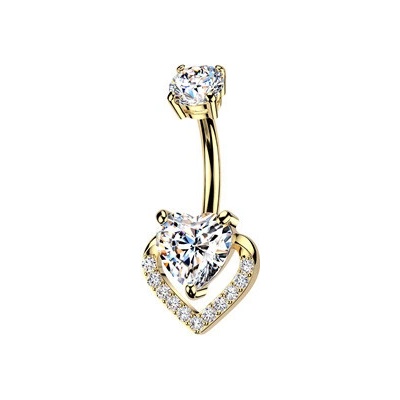 Šperky4U Zlacený piercing do pupíku srdíčko WP0130-GD
