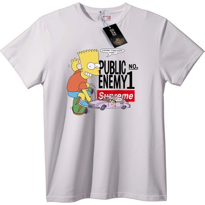 NOONEBRAND Тениска Барт Симпсън Supreme - L, White