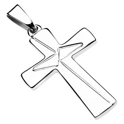 Šperky eshop Přívěsek ze stříbra 925 latinský kříž gravírované trojúhelníky U2.13