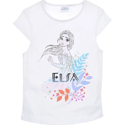 Sun City dětské tričko Frozen Ledové království Elsa třpytivé bavlna bílé