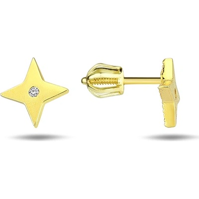 Lillian Vassago zlaté peckové náušnice hvězdy se zirkony LLV98-GER004