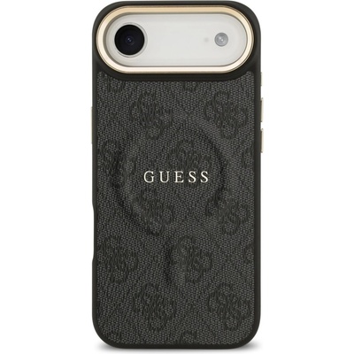 GUESS Гръб Guess PU Leather 4G Gold Frame MagSafe Case за iPhone 17 Air - Черен