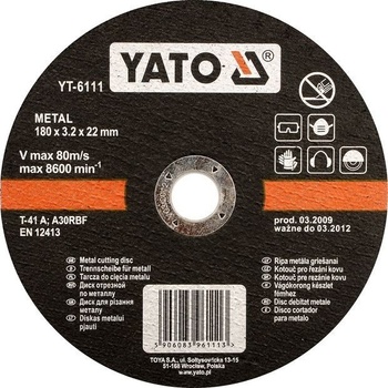 Yato Kotouč na řezání kovu 125 x 3,2 x 22 mm YT-6110