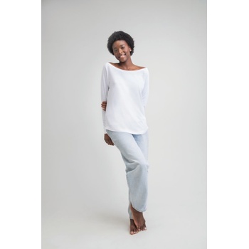 Mantis Predĺžené dámske tričko s dlhými rukávmi Biela