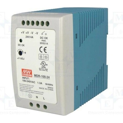 MEAN WELL MDR-100-24 Napájecí zdroj: spínaný; na lištu DIN; 96W; 24VDC; 4A; 85÷264VAC