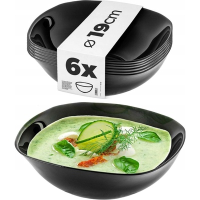 Kadax Salátová Mísa skleněná černá 19 cm 6 ks