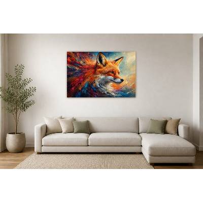 Obraz na plátně – Liška v dynamických barevných tazích 135 × 90 cm