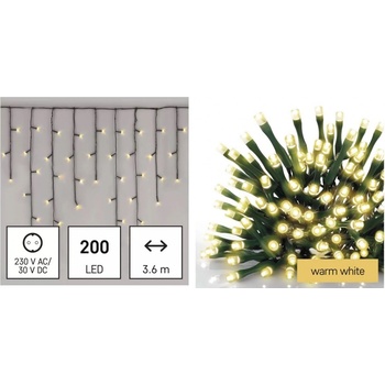 EMOS Lighting D4CW01 LED vianočné cencúle 3,6 m vonkajšie aj vnútorné teplá biela programy