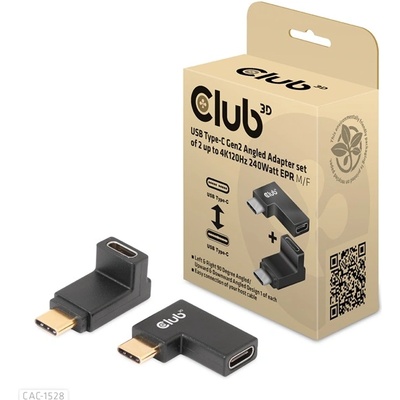 Club 3D Converter - CAC-1528 (USB-C Gen 2 към USB-C Gen 2, 90-градусов адаптер, 10Gbps, 4k120Hz) (CAC-1528)
