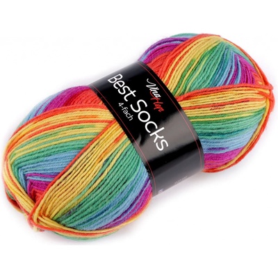 Pletací příze Best Socks samovzorovací / ponožkovka 100 g, střední, 18 (7074) multikolor
