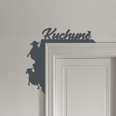 dřevo života Dřevěná cedulka do rohu dveří Kuchyně Rozměry (cm): 21x20, Zvolte barvu dekoru: Antracitová
