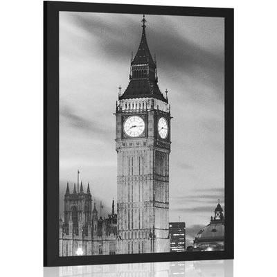 Plakát Big Ben v Londýně v černobílém provedení - 30x45 no frame