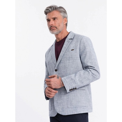 Ombre Men's REGULAR cut jacket with linen light blue