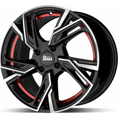 MAM RS5 7x16 5 ET38 black polished red inside