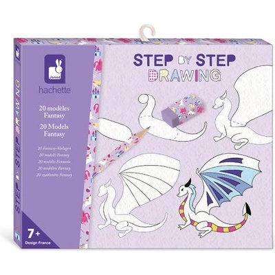 Janod Atelier Step by step Креативен комплект Рисуване стъпка по стъпка Фантастични животни