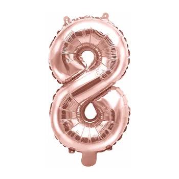 Image 1 of PartyDeco Балон от фолио Mini - число 8 розово златен 35 см