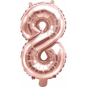 PartyDeco Балон от фолио Mini - число 8 розово златен 35 см