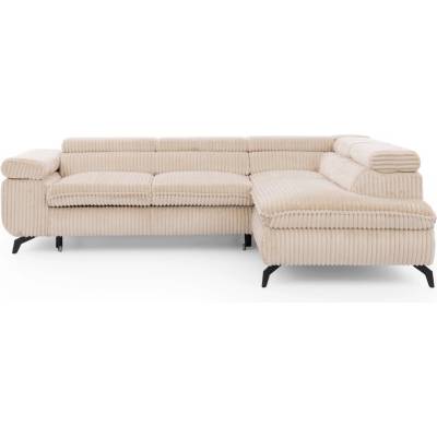 ROPEZ Бежов ъглов диван от рипсено кадифе (десен ъгъл L форма) Marbeya - Ropez (Marbeya Narożnik L z f.spania - Prawa OT Tilia 3 ( Davis ) Czarny Mat)