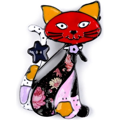 Stoklasa Kovová brož pes, kočka 7 červená kočka