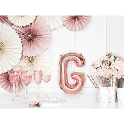 Party Deco FB2M G 019R Fóliový balón ružovo zlatý písmeno 35 cm G