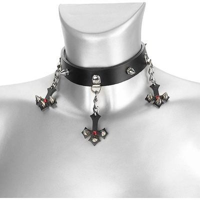 Leather & steel fashion чокър chained cross - LSF9 94