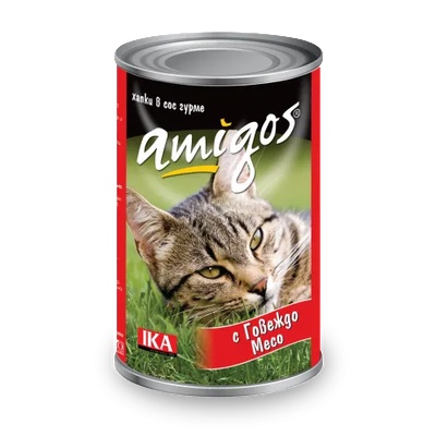 Amigos Beef Adult Cat - Консерва за израснали котки с говеждо 415 гр