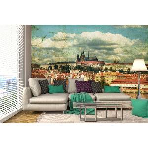 DIMEX ART Самозалепваща се флизелинова фототапета ретро картичка - прага 375 x 250 см