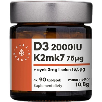 Aura Herbals Vitamin D3 2000IU + K2mk7 + Zinc + Selen 90 tablet