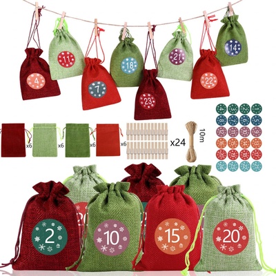 Sáčky na adventní kalendář DIY, prázdný, adventníkalendář k naplnění, originální, zdravý, pytlíčky pro děti GM 2024