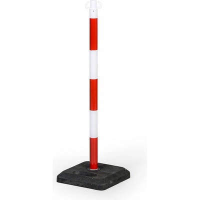 Zahrazovací plastový sloupek se základnou, výška 870 mm, červená/bílá