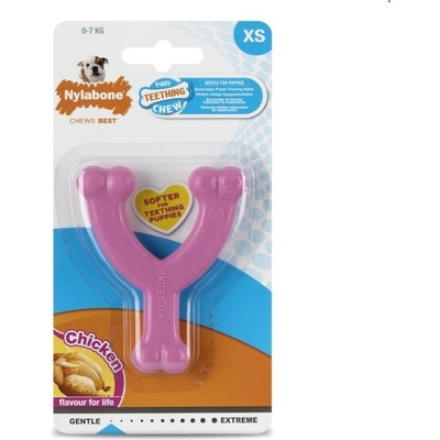 Nylabone hračka Puppy Wishbone příchuť kuřecí ružová XS