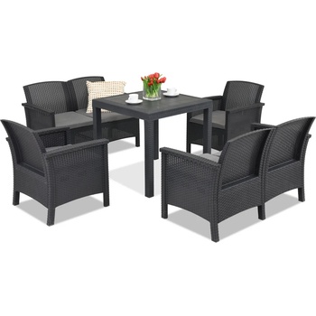 BICA Ратанов комплект с маса Venezia Dallas Comida 6 антрацит Bica (BCDVEN6ANT)