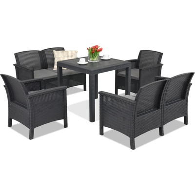 BICA Ратанов комплект с маса Venezia Dallas Comida 6 антрацит Bica (BCDVEN6ANT)