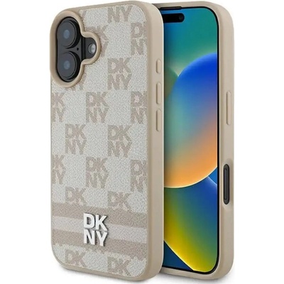 DKNY Калъф за iPhone 16 с карирана шарка и щамповани ивици DKNY - розов (3666339334222)