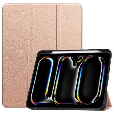 Калъф от PU кожа с място за Apple Pencil и функция заспиване за iPad Pro 13" (2024/2025) - розово-златен (78265)