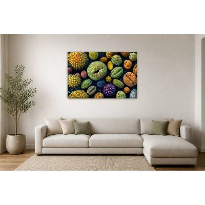 Obraz na plátně – Barevná pylová zrna pod mikroskopem 135 × 90 cm