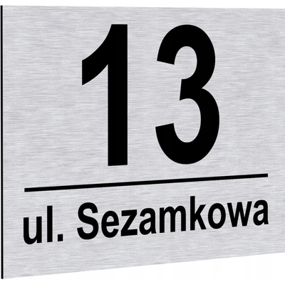 Printima Domová tabuľka s číslom adresy 32x21 cm, strieborná brúsená hliníková doska (dibond)