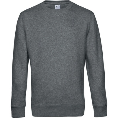 B&C mikina KING Crew Neck pánská COT-01U01Kx4800 Melír šedá střední