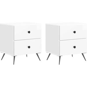 vidaXL Нощен шкаф 2 бр. Бял гланц 43 x 34, 5 x 47, 5 см (895454)