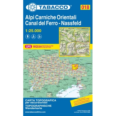 Karnské Alpy východ, Canal del Ferro (Tabacco - 018) - turistická mapa | knihynahory.cz