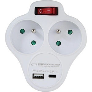 Esperanza 2 Plug + 2 USB Switch (ELK311W)