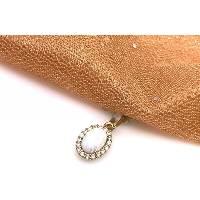 Diante Zlatý přívěsek s bílým opálem 59639724