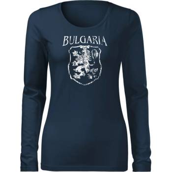 DRAGOWA Slim дамска тениска с дълъг ръкав Герб, тъмно синя (37452)