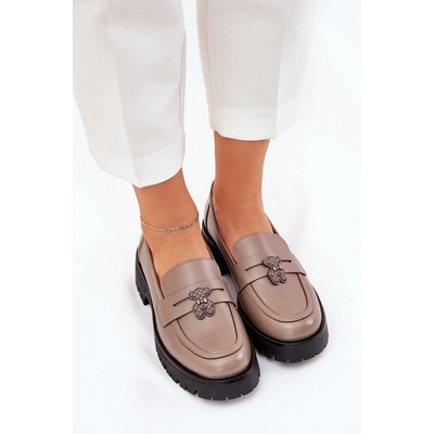 Vinceza Kožené Dámské Mokasíny S Připínkou Medvěd hnědá