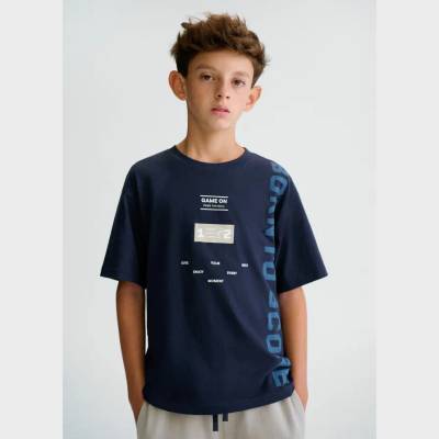 MAYORAL Тениска къс ръкав athletics Born to Score в морскосин цвят за момче Mayoral