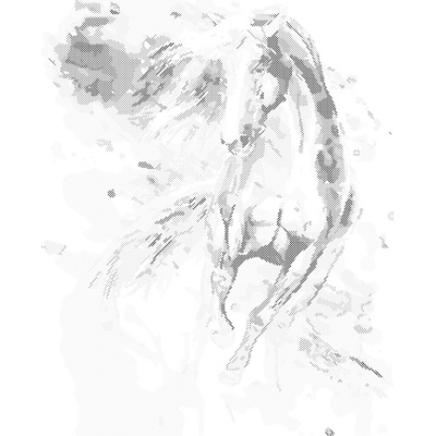 ZUTY Bodkovanie - ABSTRAKTNÝ KÔŇ ČERVENÝ Rámovanie: bez rámu a bez vypnutia plátna, Rozmer: 40x50 cm
