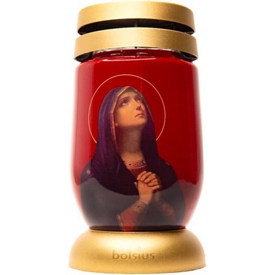 Bolsius Стъклен фенер с ритуална свещ и Дева мария - Bolsius с горене 36 часа (BO-3L-MD)
